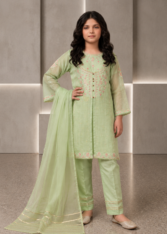 Embroidered 3 Piece Shalwar Kameez Girls Dress