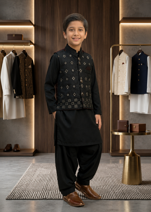 Boys Waistcoat Shalwar Kameez Dress