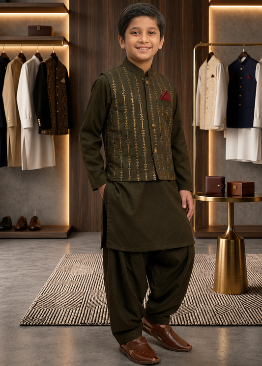 Boys Waistcoat Shalwar Kameez