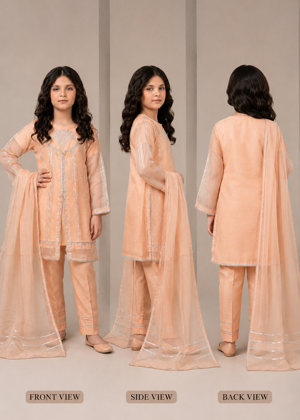 Embroidered 3 Piece Shalwar Kameez Girls Dress