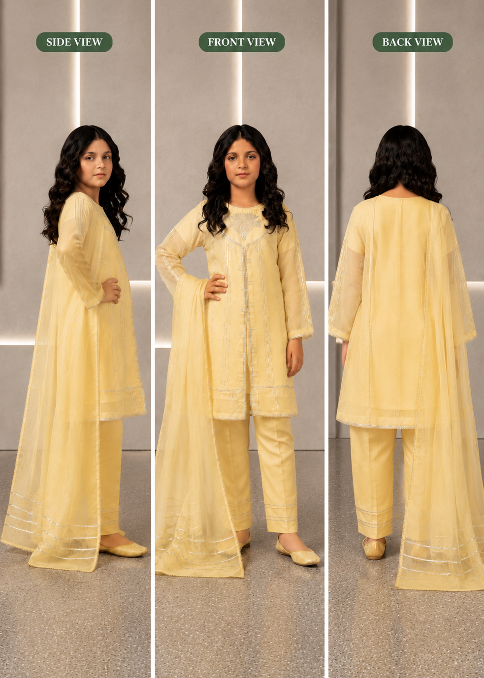 Embroidered 3-Piece Girls Suit