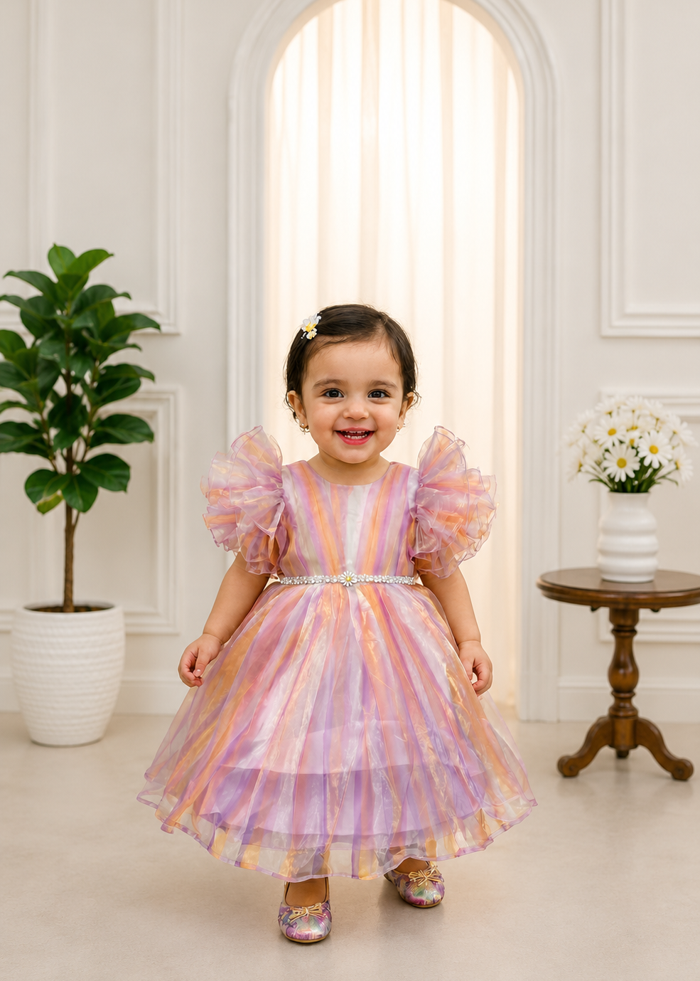Enchanted Aurora Ruffled Tulle Party Dress - Multi-Color Pastels