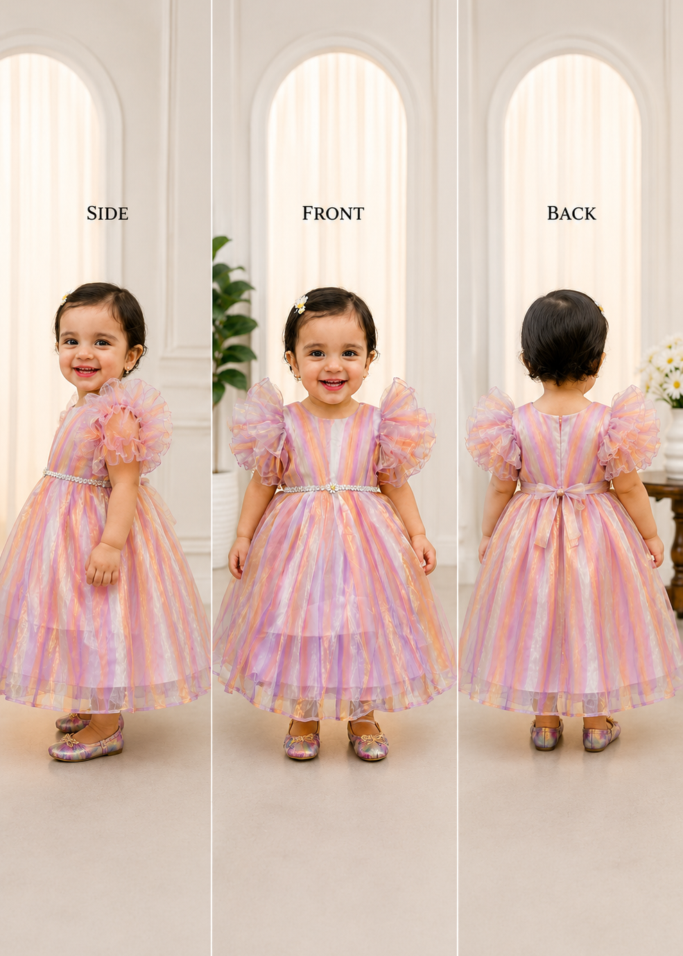 Enchanted Aurora Ruffled Tulle Party Dress - Multi-Color Pastels