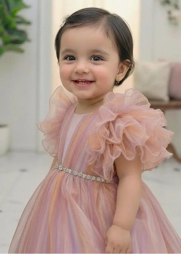 Enchanted Aurora Ruffled Tulle Party Dress - Multi-Color Pastels